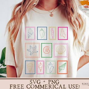 seashell postage stamp svg bright