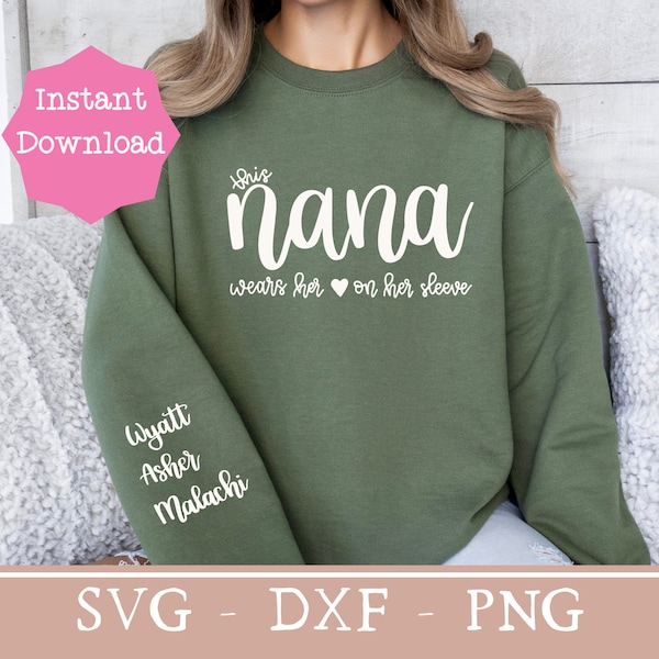 Personalized grandma svg for sweatshirt custom nana shirt svg personalized gigi gift idea svg with grandkid names custom grandma shirt svg