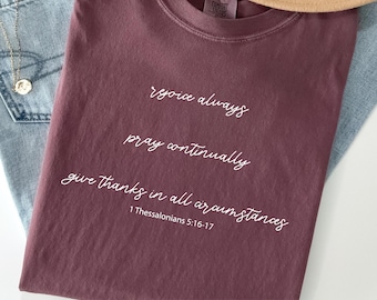 minimalist Christian shirt svg rejoice always png give thanks svg scripture shirt png bible verse script svg 1 thessalonians 5 png religous