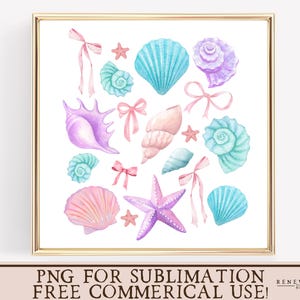beach png seashell art print colorful