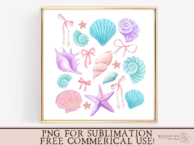 beach png seashell art print colorful