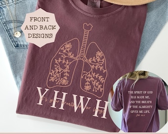 floral YHWH svg bible verse shirt png Christian tshirt svg front and back shirt design faith inspired sublimation design Christian gift svg