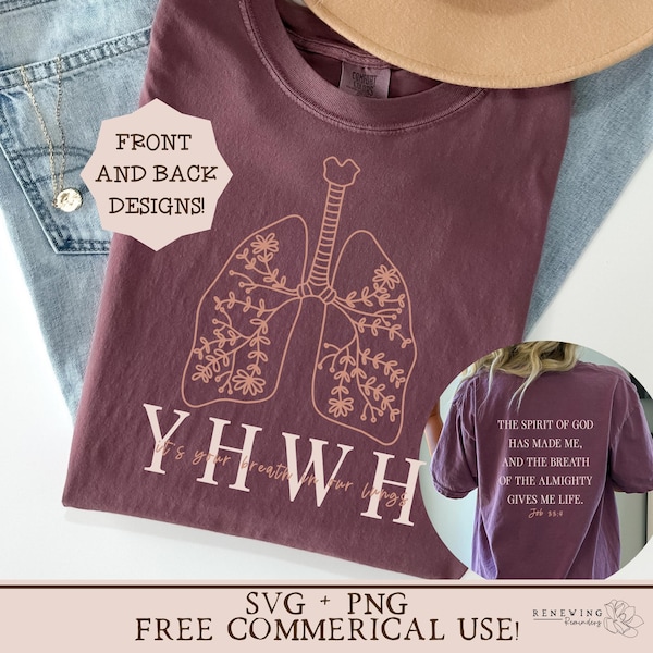 floral YHWH svg bible verse shirt png Christian tshirt svg front and back shirt design faith inspired sublimation design Christian gift svg