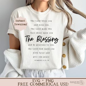 La camiseta de bendición png Números 6 svg diseño de sublimación de camiseta cristiana de moda camiseta de fe svg signo de las escrituras archivo de corte sudadera de fe png