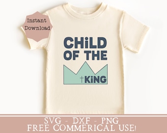 camicia cristiana per bambini png figlio del re SVG camicia di fede per bambini png per sublimazione camicia per bambini SVG Baby Shower regalo PNG arte della parete della scuola materna