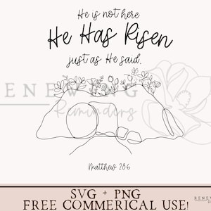 Christian Easter Shirt svg Er ist auferstanden Png leeres Grab svg Matthäus 28 6 png single line Ostern Sublimationsdesign Auferstehung Sonntag svg