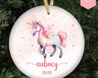 Unicorn Christmas Ornament, Custom Unicorn Ornament, Girls Personalized Christmas, Personalized Unicorn Ornament, Pink Unicorn Ornament