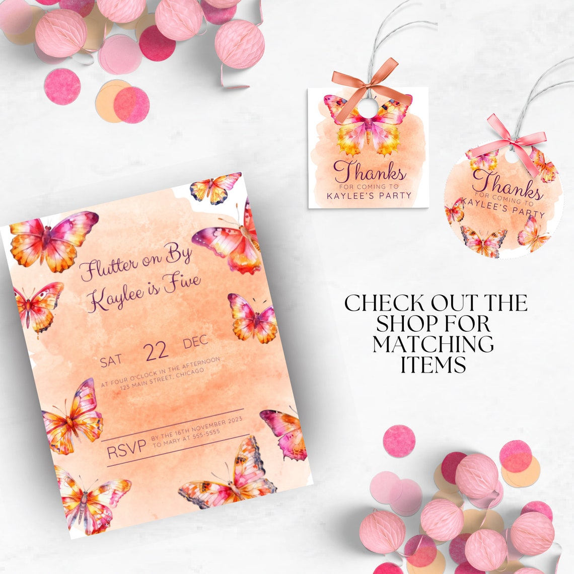 Butterfly Birthday Cupcake Toppers, Digital Instant Download Editable ...