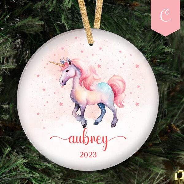 Unicorn Christmas Ornament, Custom Unicorn Ornament, Girls Personalized Christmas, Personalized Unicorn Ornament, Pink Unicorn Ornament