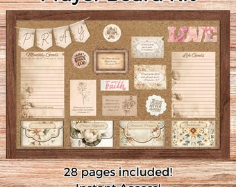 Prayer Board Kit Boho, Answered Prayer Board, Prayer Request Bulletin Board, Printable Prayer Cards, Christian Vision Board, DIY Prayer Wall