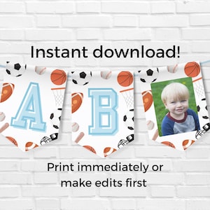 Born 2 Ball Geburtstagsbanner, sofortiger Download, Sport Dekor für 2.Geburtstag, bearbeitbare Vorlage, Basketball Thema Party Dekor, DIY