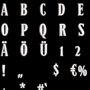 Classic Serif whiskey ESA font 12 - 40 mm for Wilcom, Hatch, Janome5 embroidery software