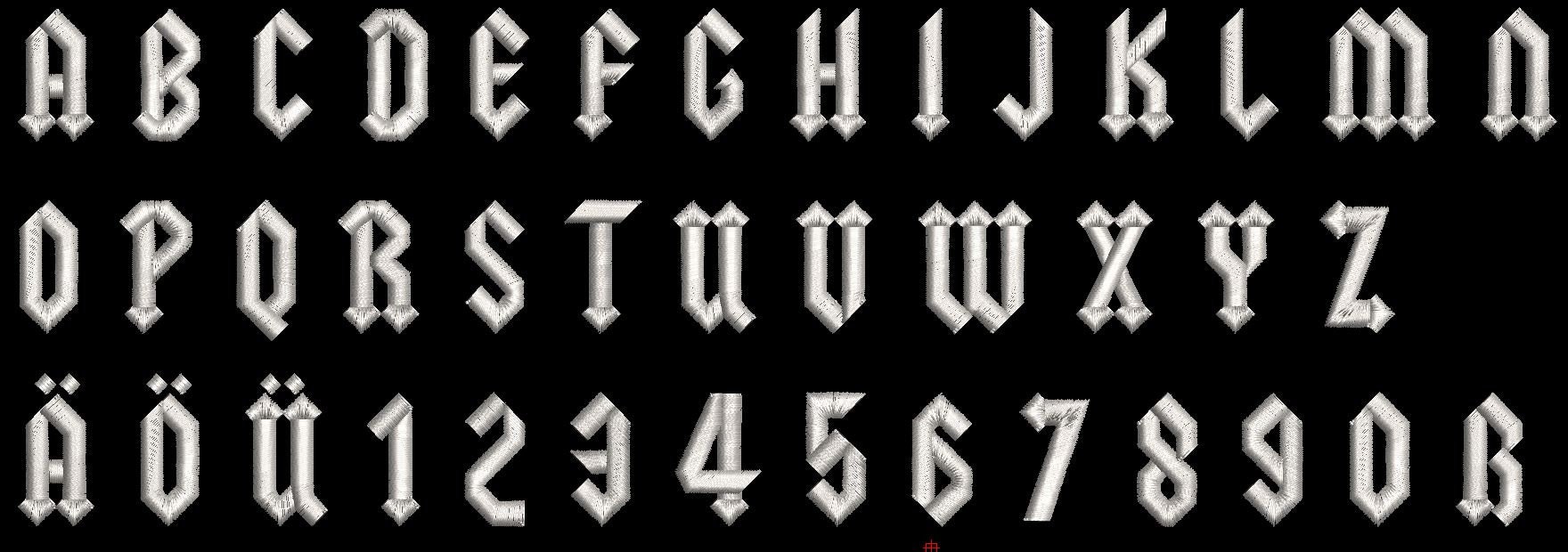 Font With Rocker Edge Rocker ESA Font 10 - 50 Mm for Wilcom, Hatch, Janome5 Embroidery ...