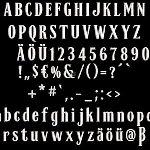 Archivos de bordado de whisky Serif clásicos alfabeto 20 mm múltiples formatos para máquina de bordar