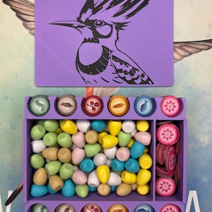 Wingspan Egg & Food Resource Holder with Etched Bird Lid  - Compatible with Oceania Expansion