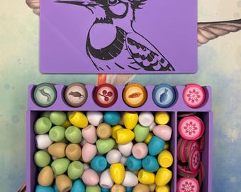 Wingspan Egg & Food Resource Holder with Etched Bird Lid  - Compatible with Oceania Expansion