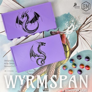 Set of 2 Wyrmspan Resource and Dragon Egg Organizer with Dragon Etched Lids
