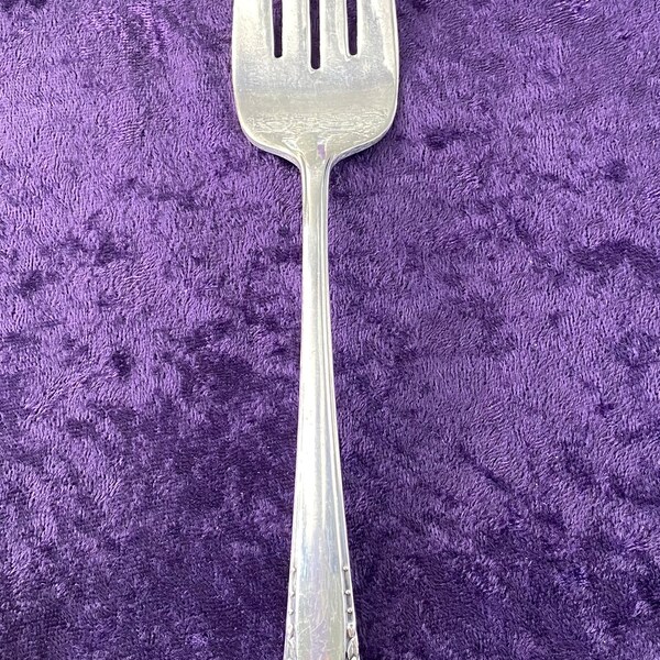 RADIANCE by Crown Silverplate - (1939) - Art Deco Vintage Pattern - 1 Large Serving Fork for Meat or Salad -  made in USA