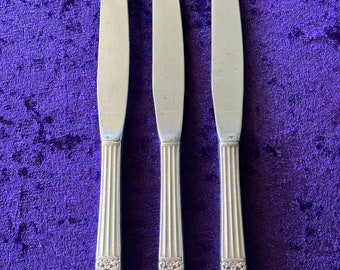 CORONATION Community Silverplate par Oneida - vintage (1936) - 3 couteaux de table à manche creux - fabriqués aux États-Unis