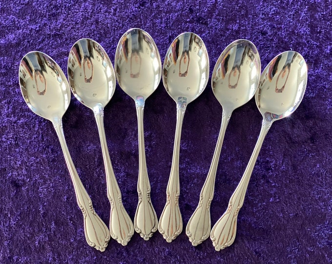 CHATEAU Oneidacraft Deluxe Stainless Vintage Glossy Flatware 6 Oval