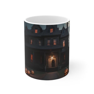 Halloween haunted house Ceramic Mug - AI mug- 11 oz