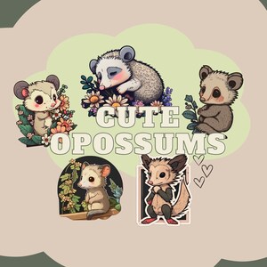 Les Opossums mignons emballent des autocollants numériques | autocollants de bonnes notes | travail | tâche ménagère | humeur | émoticônes | notes autocollants | autocollants iPad | PNG
