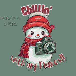 Cute Snowman Holding Camera, Snowman Christmas Png, Svg Bundles Files For Cricut, Svg Digital Download, Instant Downloads