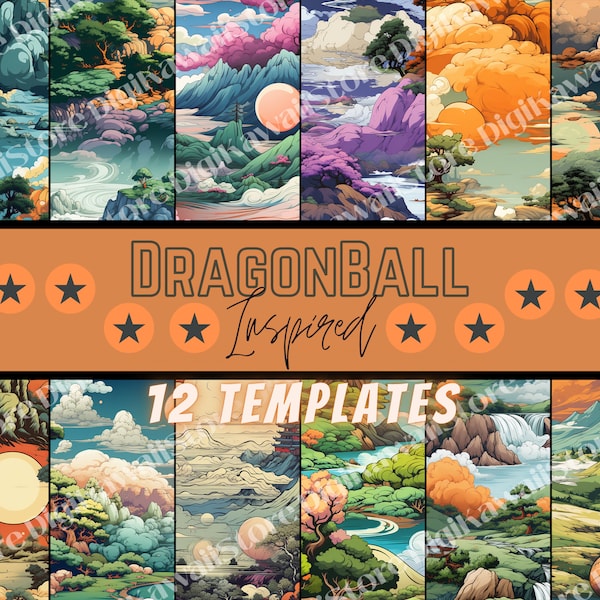 12 DragonBall Aesthetic Themed Digital Papers, Seamless Commercial Use Instant Download, Anime Themed Digital Paper, Background-Wallpaper