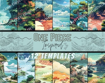12 One Piece Aesthetic Themed Digital Papers, Seamless Commercial Use Instant Download, Anime Themed Digital Paper, Background-Wallpaper