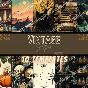 10 Vintage Spooky Themed Digital Papers, Seamless Commercial Use Instant Download Halloween Themed Digital Paper, Fall Background-Wallpaper