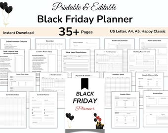 Printable Black Friday Planner, Black Friday Bundle, Marketing Planner, Social Media Schedule, Cyber Monday Planner, Sales Planner, Editable