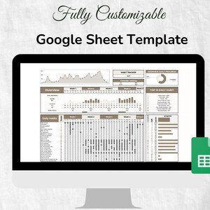 Habit Tracker Google Sheet Template, Yearly Habit Tracker Spreadsheet ...