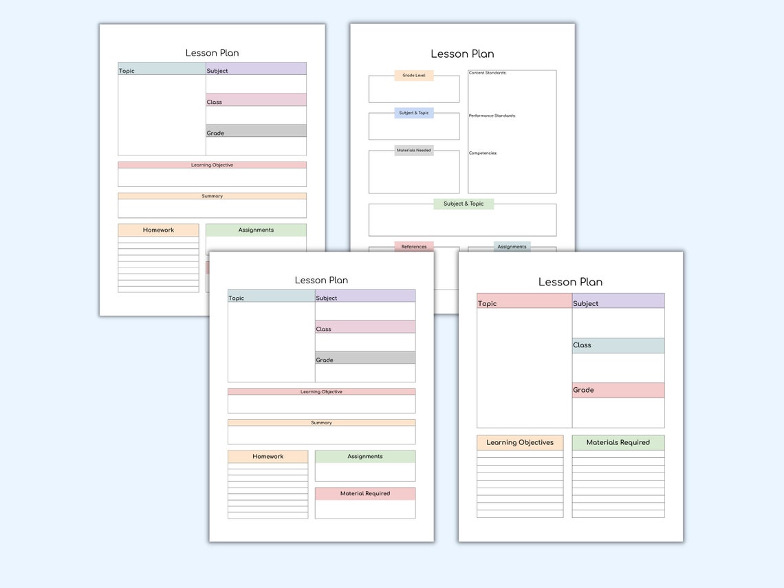 Printable Lesson Plan Template, Lesson Planner Bundle, Homeschool ...