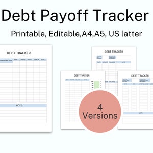 PRINTABLE Debt Payment Tracker Template, Debt Snowball, Debt Payoff Tracker, Finance Planner, Budget Planner, Monthly Budget Planner