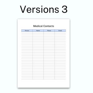 Medical Planner Binder Contact List Printable, Healthcare Contacts ...