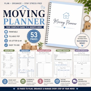 Editable Moving Planner Binder, Relocation Planner, Moving Checklist Printable, Moving Budget Planner, Moving Day Checklist, New Home Plan