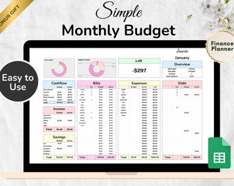 ADHD Budget Planner Google Sheet Monthly Budget Spreadsheet Finance Planner Zero Based Budget Payecheck Budget Biweekly Budget