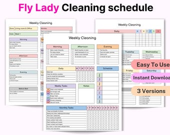 Printable Fly Lady Schedule, Editable Cleaning Schedule, Weekly Monthly Cleaning Planner, Deep Cleaning, Zone Cleaning, Digital Download PDF