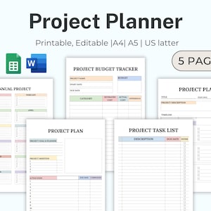 PROJECT Planner PDF Printable Template, Project Manager, Project management Planner, project task planning, Productivity Planner, To-Do Task