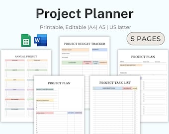 PROJECT Planner PDF Printable Template, Project Manager, Project management Planner, project task planning, Productivity Planner, To-Do Task