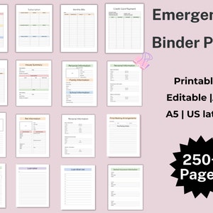 In case of Emergency Binder Planner Plus, Emergency Binder Printable, Medical Binder, Life Binder, What If Binder, Military Binder, Planner