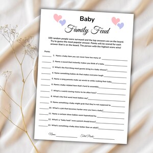Baby Family Feud Games, Baby Shower Feud Games, Family Feud Trivia, Baby Family Feud Quiz, Friendly Feud Game, Gender Neutral, Printable PDF