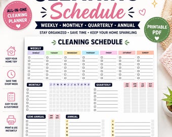 Flylady-Reinigungsplan zum Ausdrucken, bearbeitbarer Reinigungsplan, vierteljährliche Checkliste zum Ausdrucken, wöchentliche Reinigungscheckliste, Grundreinigung, zum Ausdrucken