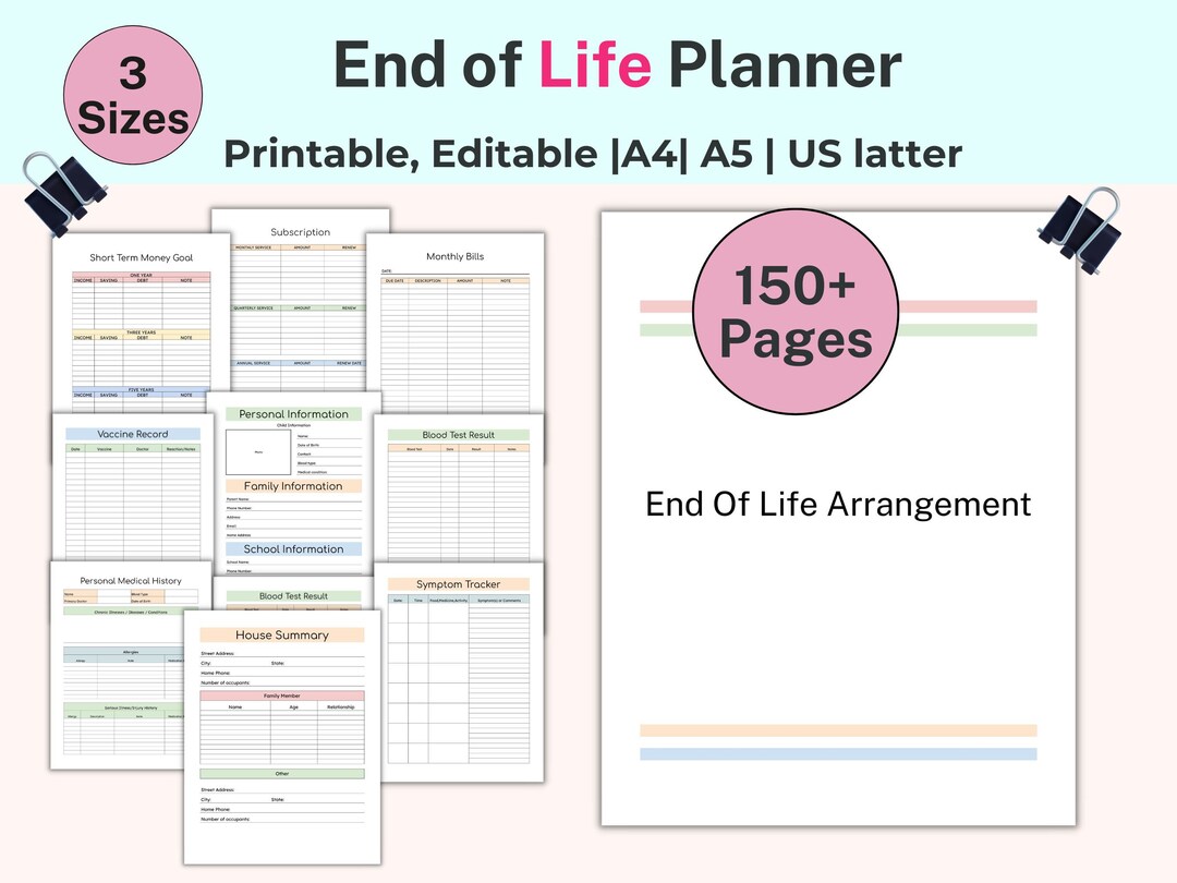 End of Life Planner, in Case of Emergency Binder, Last Wishes Planner ...