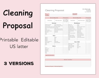 Cleaning Service Proposal Google Sheet Template, Editable cleaning service, Commercial cleaning, Cleaning Business, Cleaning Contract A4 A5