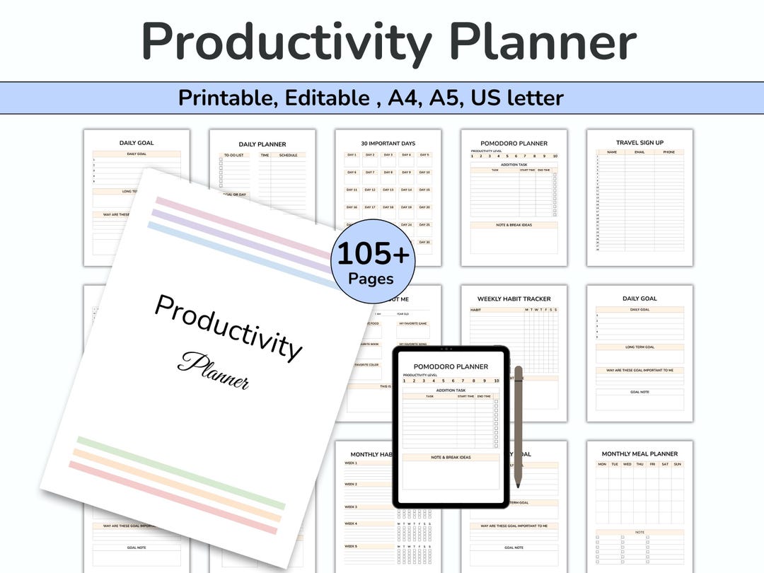 Daily Productivity Planner ADHD, Time Management Binder, Goal Setting ...