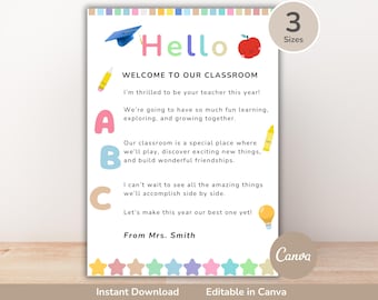 Welcome Back to School Letter Template, Classroom Letter, Printable Parent Welcome Note, Welcome Letter, School First Day, Editable In Canva