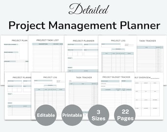Projektmanagment Bundle, Projekt-Timeline, Unternehmensfinancen, Gantt-Chart Vorlage, Projekt To Do Liste, Kunden- und Teammanagment