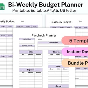 2024-2025 Bi-Weekly Budget Plan Template, Paycheck Budget Tracker, Finance Planner, Zero Based Budget Sheet Binder, Instant Download Tracker