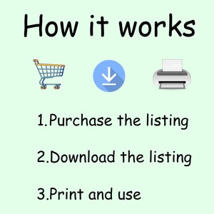 May include: How it works: Purchase the listing, download the listing, and print and use.